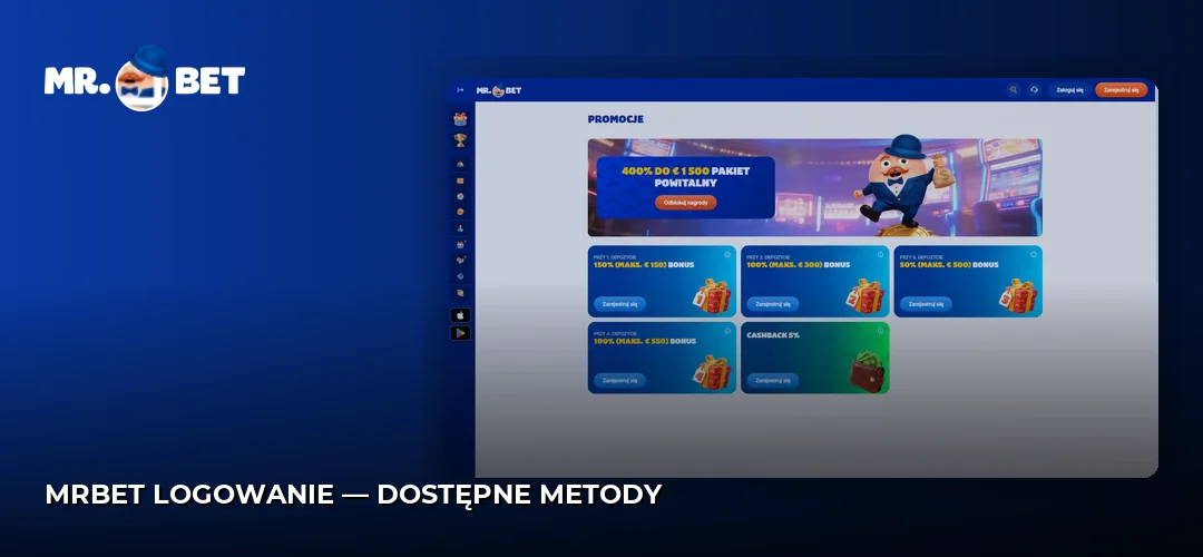 MrBet logowanie — dostępne metody